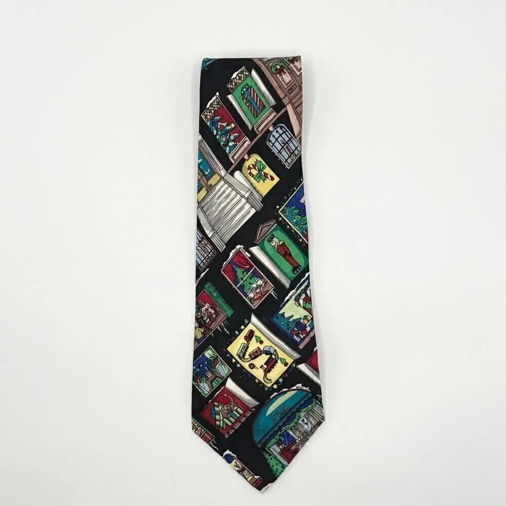 Nicole Miller Vintage Christmas Collection Neck Tie - Handmade Silk